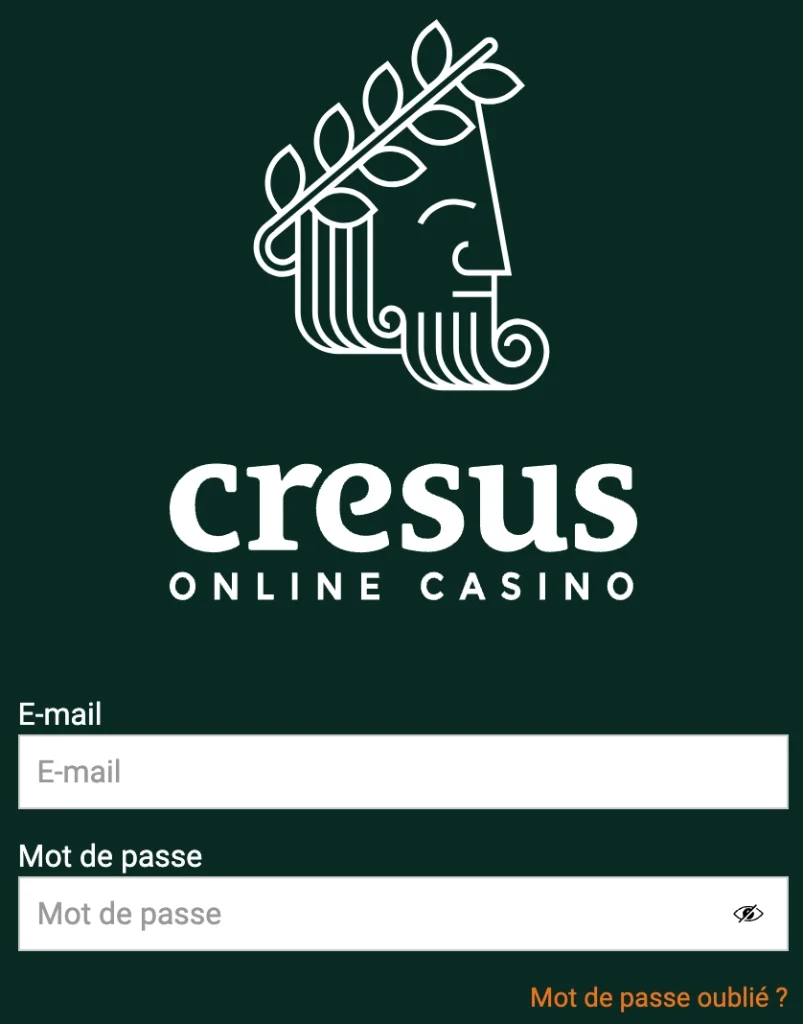 formulaire de connexion au site Cresus Casino