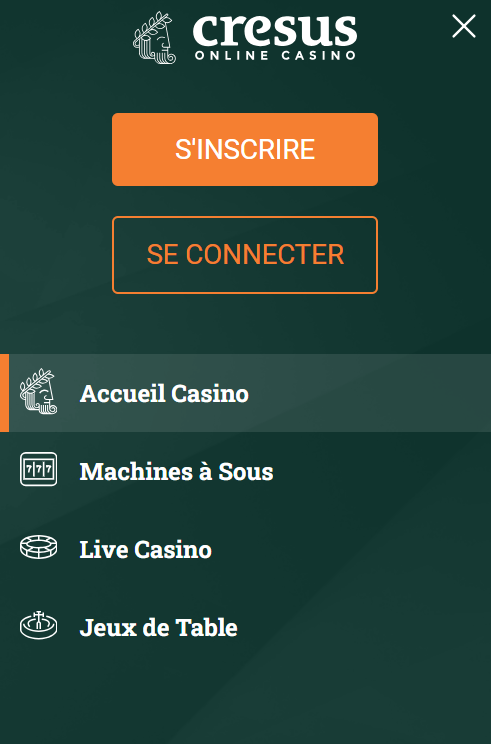 formulaire de connexion dans l'application mobile du cresus casino