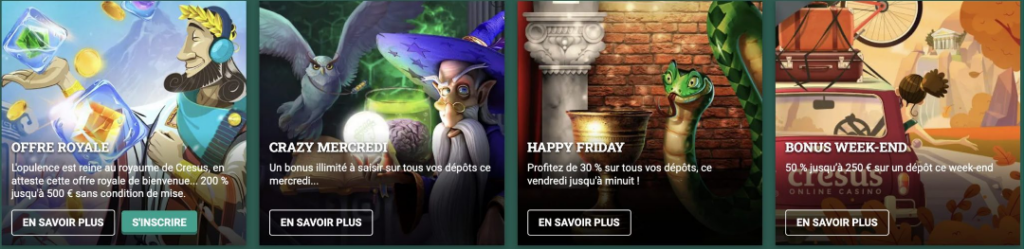 Diverses promotions sur le site du cresus casino